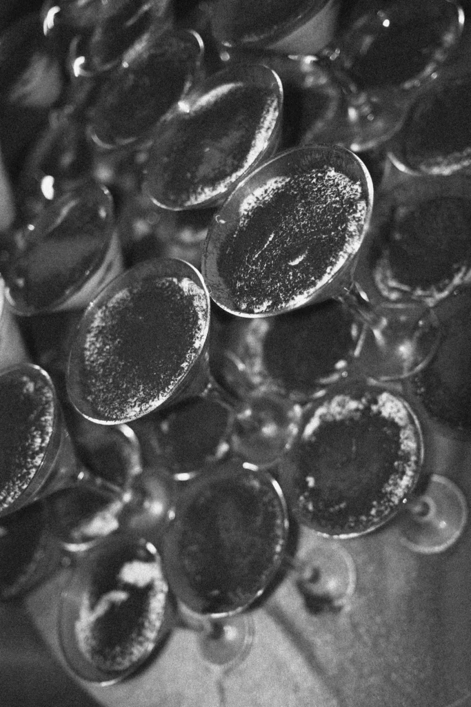Champagne tower seen from above